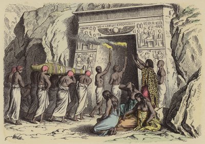 Gammel egyptisk begravelse (farget gravering) av German School