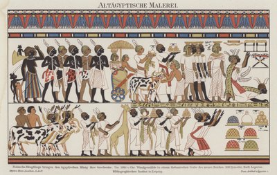 Gammelt egyptisk maleri (farge litho) av German School