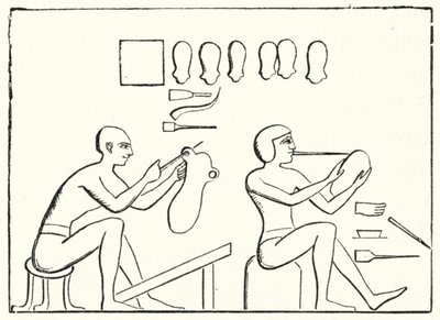 Gamle egyptiske skomakere (gravering) av German School