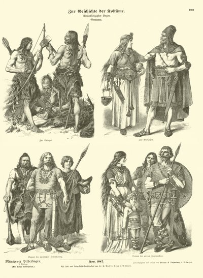 Gamle germanske kostymer av German School