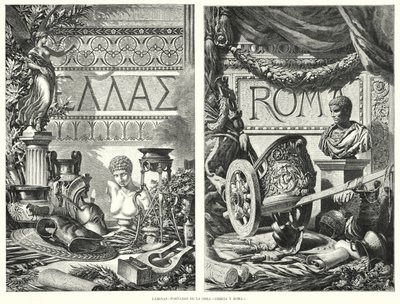 Antikkens Hellas og Roma (litho) av German School