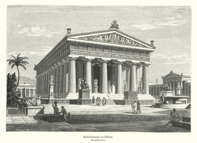 Det gamle greske tempelet i Hera, Paestum, Italia, tidligere feilaktig antatt å ha vært viet til Poseidon (gravering) av German School