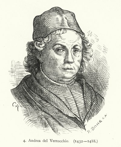 Andrea del Verrocchio , italiensk renessansemaler, skulptør og gullsmed (gravering) av German School