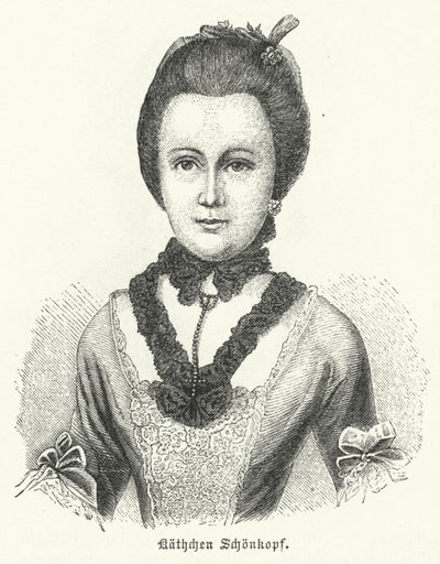Anna Katharina Schoenkopf (1746-1810), inspirasjon for den tyske forfatteren Johann Wolfgang Goethes kjærlighetsdikt Anttenlieder av German School