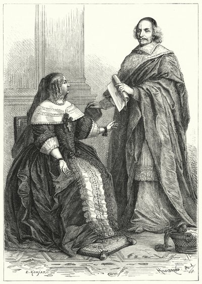 Anne av Østerrike, regent av Louis XIV av Frankrike, og kardinal Mazarin, Frankrikes sjefsminister av German School