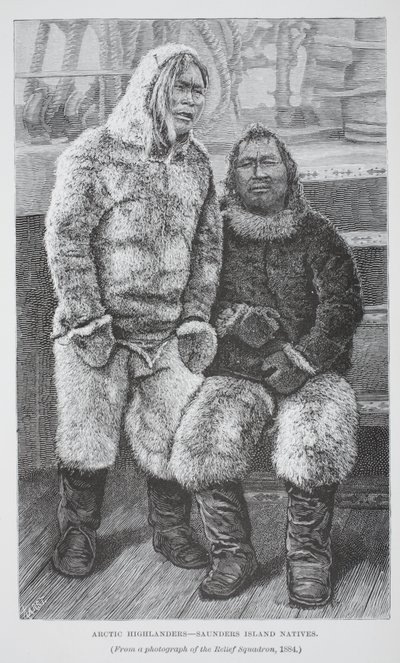 Arctic Highlanders - Saunders Island Natives, pub. London 1886 (gravering) av German School