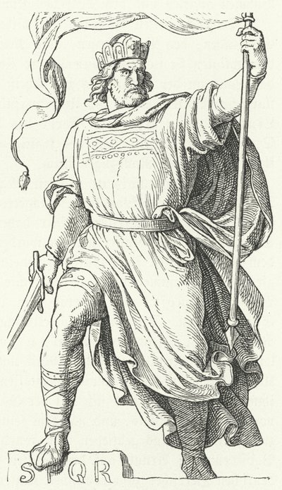 Arnulf av Kärnten , omstridt konge av Italia og den hellige romerske keiseren (gravering) av German School
