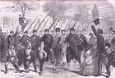 Ankomst til Paris av prøyssiske fanger etter slaget før Bagneun, Cassells History of the War between France and Germany utgitt av Cassell and Company Limited, ca. 1890 (litho) av German School