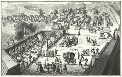 Artilleriskuddøvelse, Nürnberg, 1733 (gravering) av German School