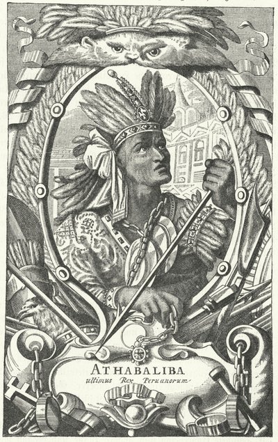 Atahualpa, inkakeiser (gravering) av German School