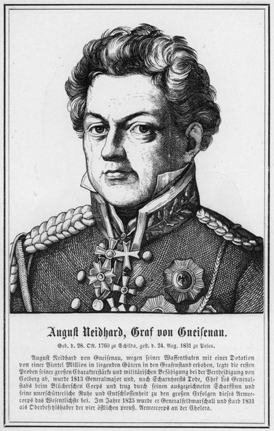 August Neidhard, greve av Gneisenau (gravering) av German School