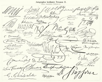 Autografer av kjente personer: statsmenn, prinser, generaler, etc (gravering) av German School