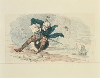Baron Munchausen (farge litho) av German School