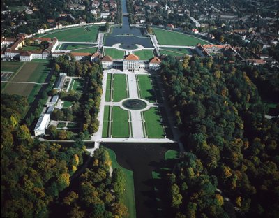 Barokkkunst: Luftfoto av Nymphenburg Park fra 1600-tallet i München, Tyskland av German School