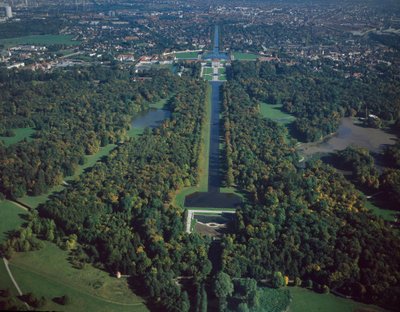 Barokkkunst: Luftfoto av Nymphenburg Park fra 1600-tallet i München, Tyskland av German School
