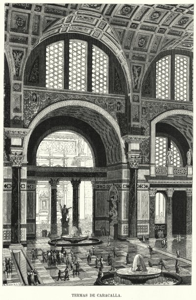 Baths of Caracalla, Roma (litho) av German School