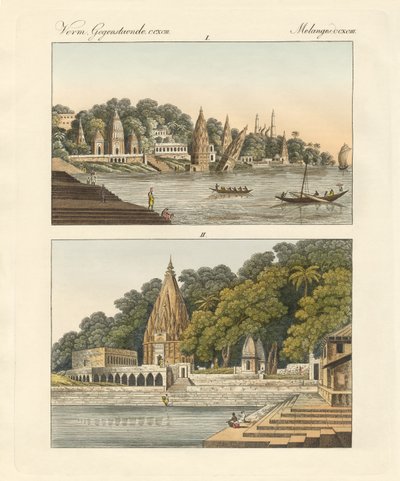 Benares og dens pagoder (farget gravering) av German School