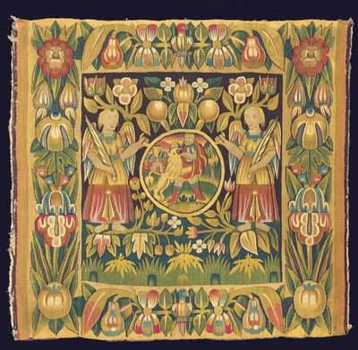Bibelsk billedvev-panel som viser Samson og løven, muligens 1600-tallet, Nord-Tyskland, Schleswig Holstein eller Hamburg av German School