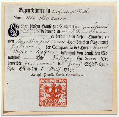 Faktureringskupong, 1759 (trykk og penn og blekk) av German School