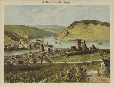 Bingen Am Rhein (farge litho) av German School