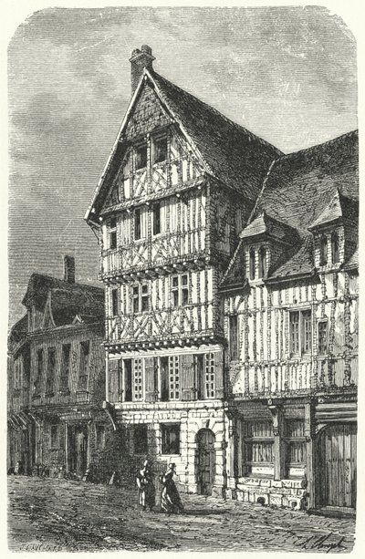 Fødested i Rouen til den franske dramatikeren Pierre Corneille (gravering) av German School