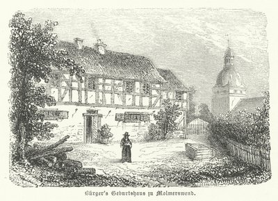 Fødested til den tyske poeten Gottfried August Buerger, Molmerswende (gravering) av German School