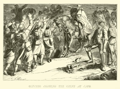 Blucher krysser Rhinen ved Caub av German School