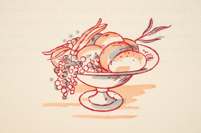 Bowl of Fruit, fra Styl, pub.1922 (pochoir-trykk) av German School