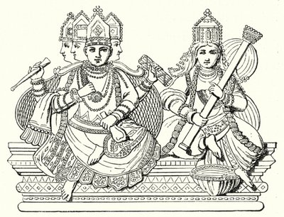 Brahma og Saraswati (gravering) av German School