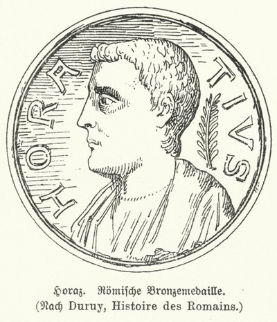 Bronsemedalje som viser den romerske poeten Horace (litho) av German School