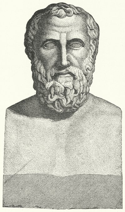 Byste av den antikke greske poeten Archilochus (gravering) av German School
