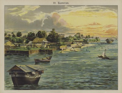 Kamerun, Sentral-Afrika (farge litho) av German School
