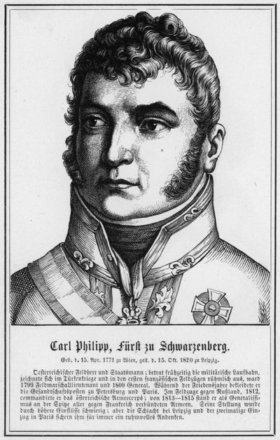 Carl Philipp, prins av Schwarzenberg (gravering) av German School