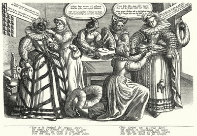 Tegneserie på damekostyme, tidlig på 1600-tallet (gravering) av German School