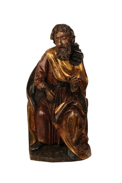 Utskåret limvedskulptur av en profet, Schwabisk ca. 1500 (limewood) av German School