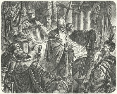 Casimir III fra Polen proklamerer statutten til Wislica av German School