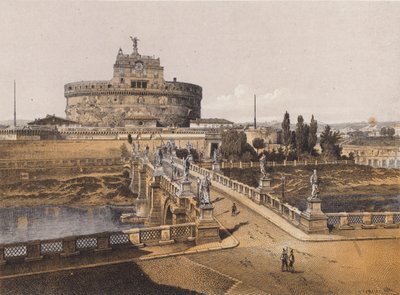 Castel Sant#39;Angelo, Roma (fargelitografi) av German School