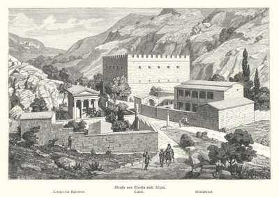 Slott på veien fra Eleusis til Athen, antikkens Hellas (gravering) av German School