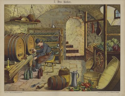 Kjeller (farge litho) av German School