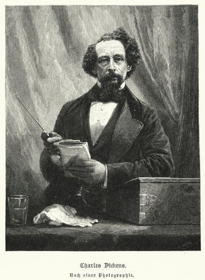 Charles Dickens , engelsk forfatter (litho) av German School