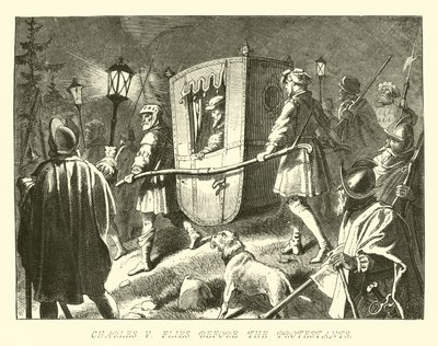 Charles V flyr foran protestantene av German School