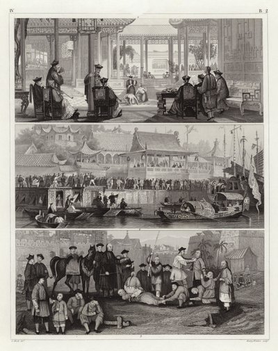 Kinesiske scener (gravering) av German School