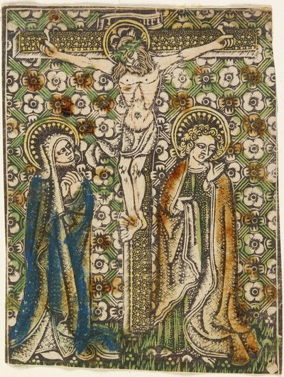 Kristus på korset med Maria og Johannes, ca. 1460 (metallkuttet) av German School