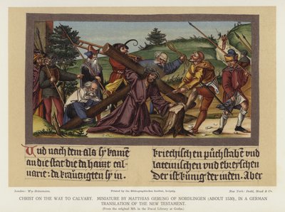 Kristus på vei til Golgata (farge litho) av German School