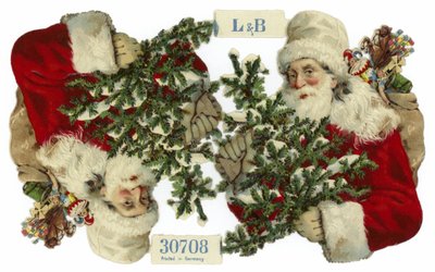 Weihnachtskarte mit Darstellung des Weihnachtsmanns von German School