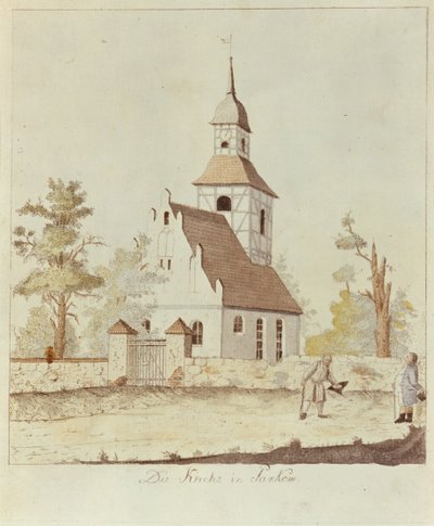 Kirke i Pankow, Berlin (farget etsning) av German School