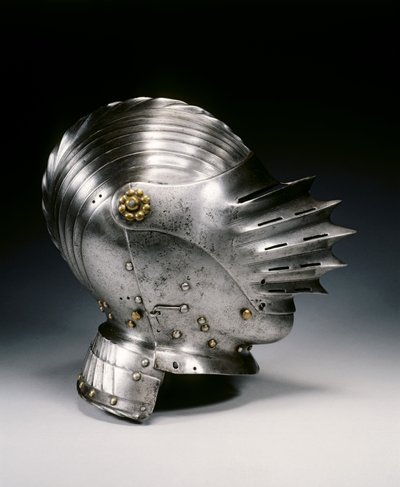 Tett hjelm i Maximilian-stil, c.1520 (stål og messing) av German School