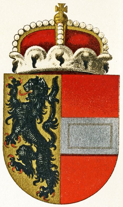 Salzburgs våpenskjold, med en prinshatt hvilende på skjoldet, ca. 1898 av German School