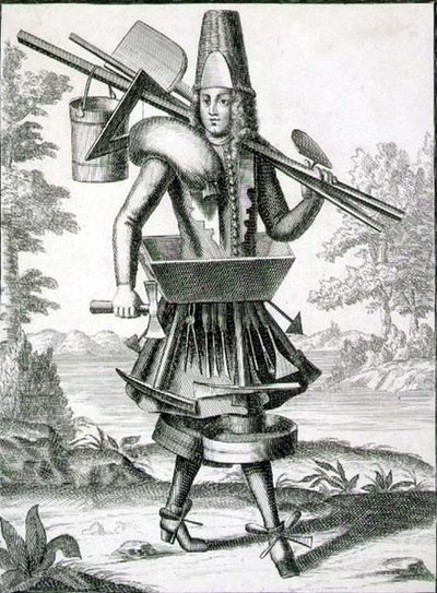 Kostyme for en Mason, pub. av Gerard Valck (1651/2-1726) ca. 1690 (gravering) av German School
