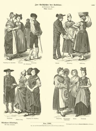 Kostymer fra Alsace, 1800-tallet av German School